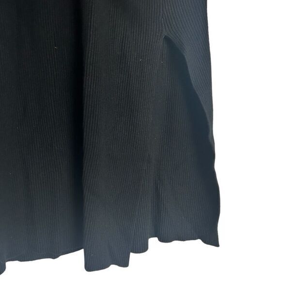 By Anthropologie Black Ribbed Knit Mock Neck Side Slit Dress Womens XSmall - Picture 5 of 9